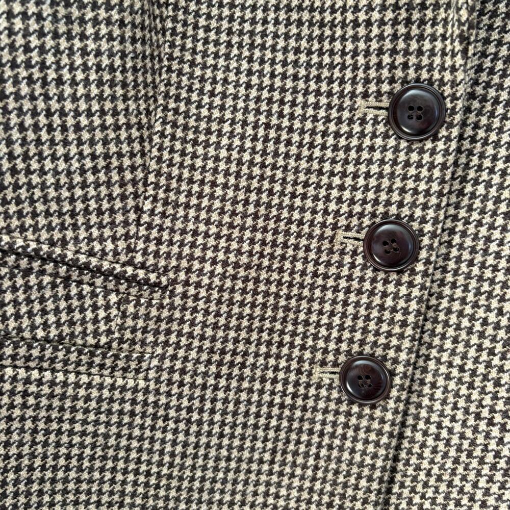 Vintage 90s Talbots Wool Blazer Sz 10 Brown Houndstooth Academia Professional - Picture 4 of 7